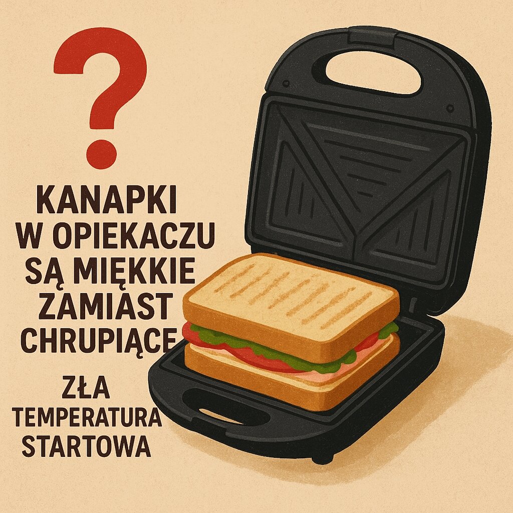 Kanapki w opiekaczu są miękkie zamiast chrupiące Zła temperatura startowa