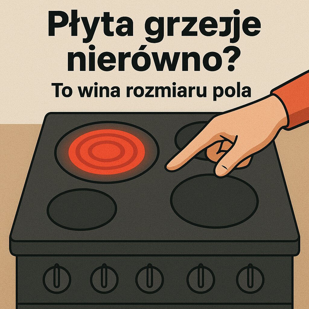 Płyta grzeje nierówno To wina rozmiaru pola