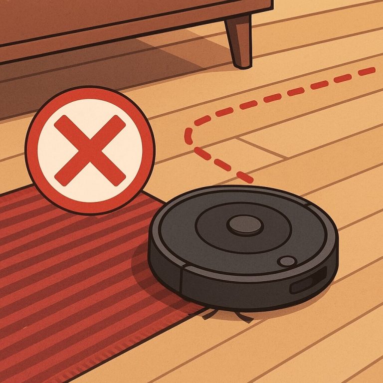 Robot zatrzymuje się pod meblami Złe ustawienie stref zakazanych