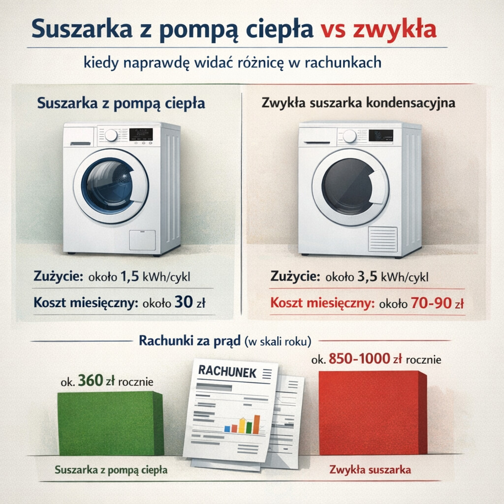 Suszarka z pompą ciepła vs zwykła – kiedy naprawdę widać różnicę w rachunkach