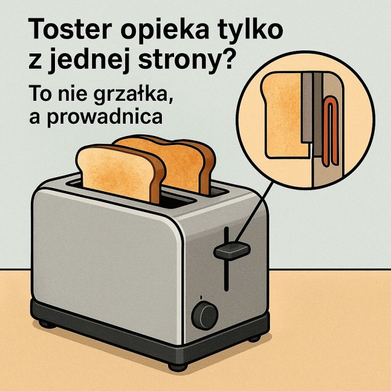 Toster opieka tylko z jednej strony To nie grzałka, a prowadnica