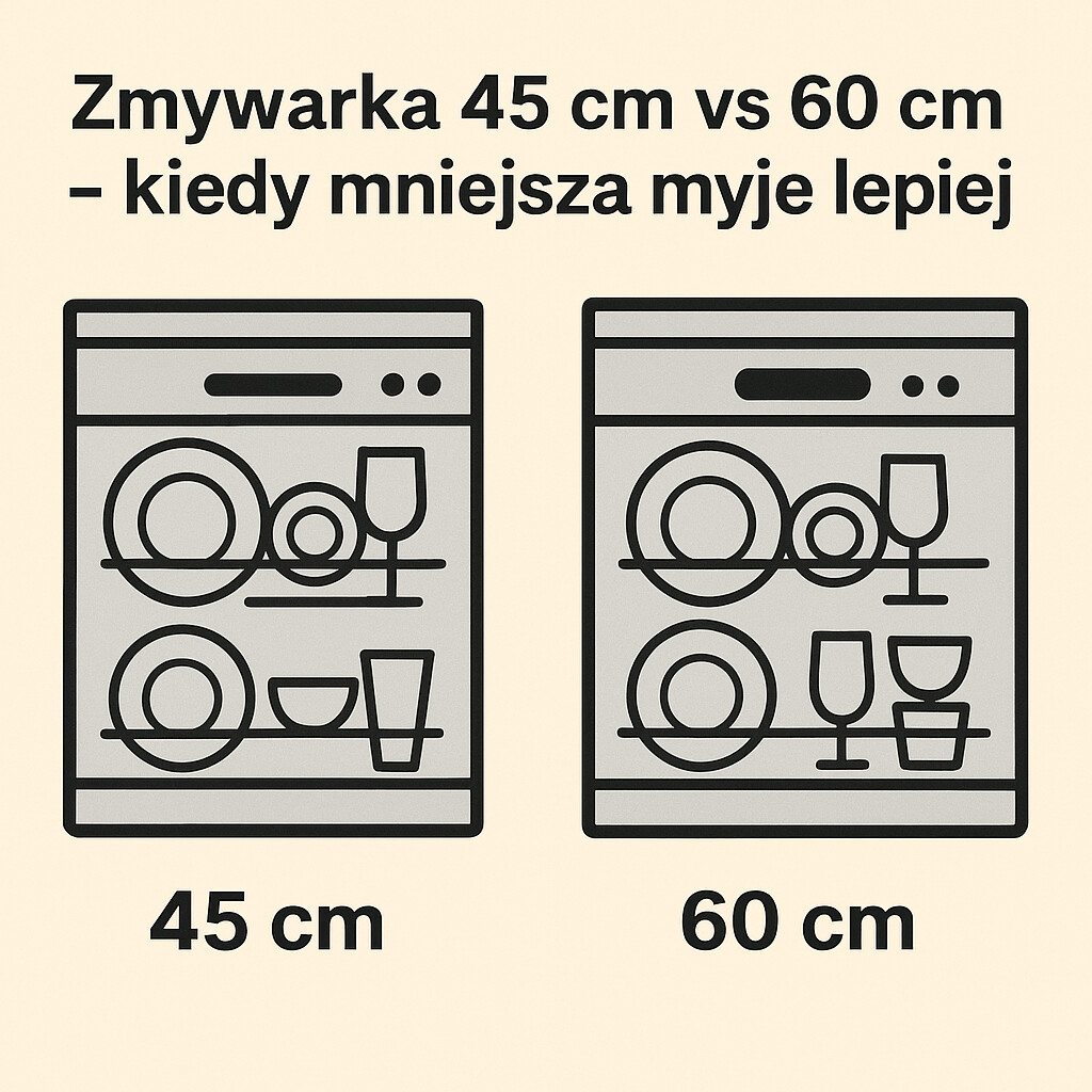 Zmywarka 45 cm vs 60 cm – kiedy mniejsza myje lepiej