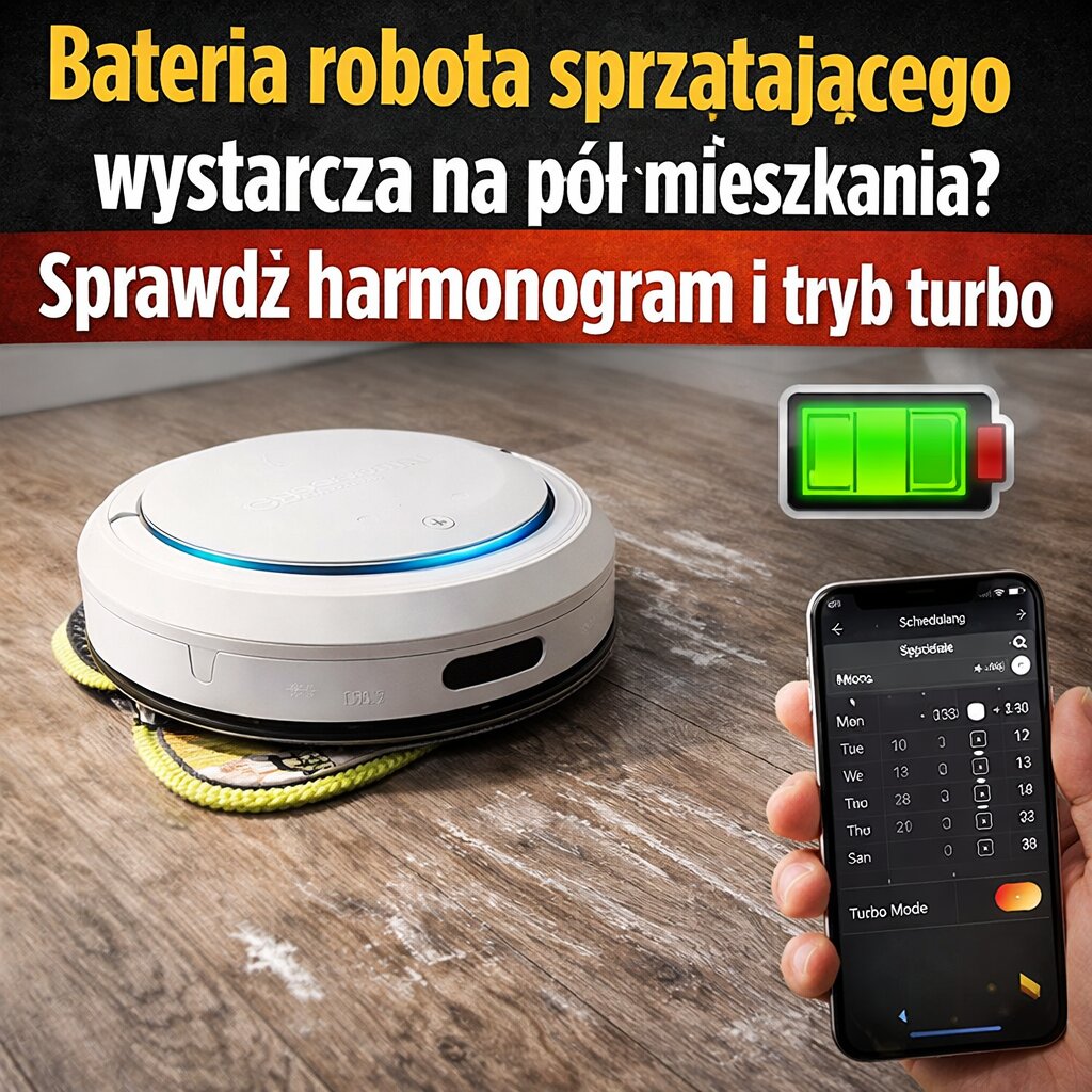 Bateria robota sprzątającego wystarcza na pół mieszkania Sprawdź harmonogram i tryb turbo