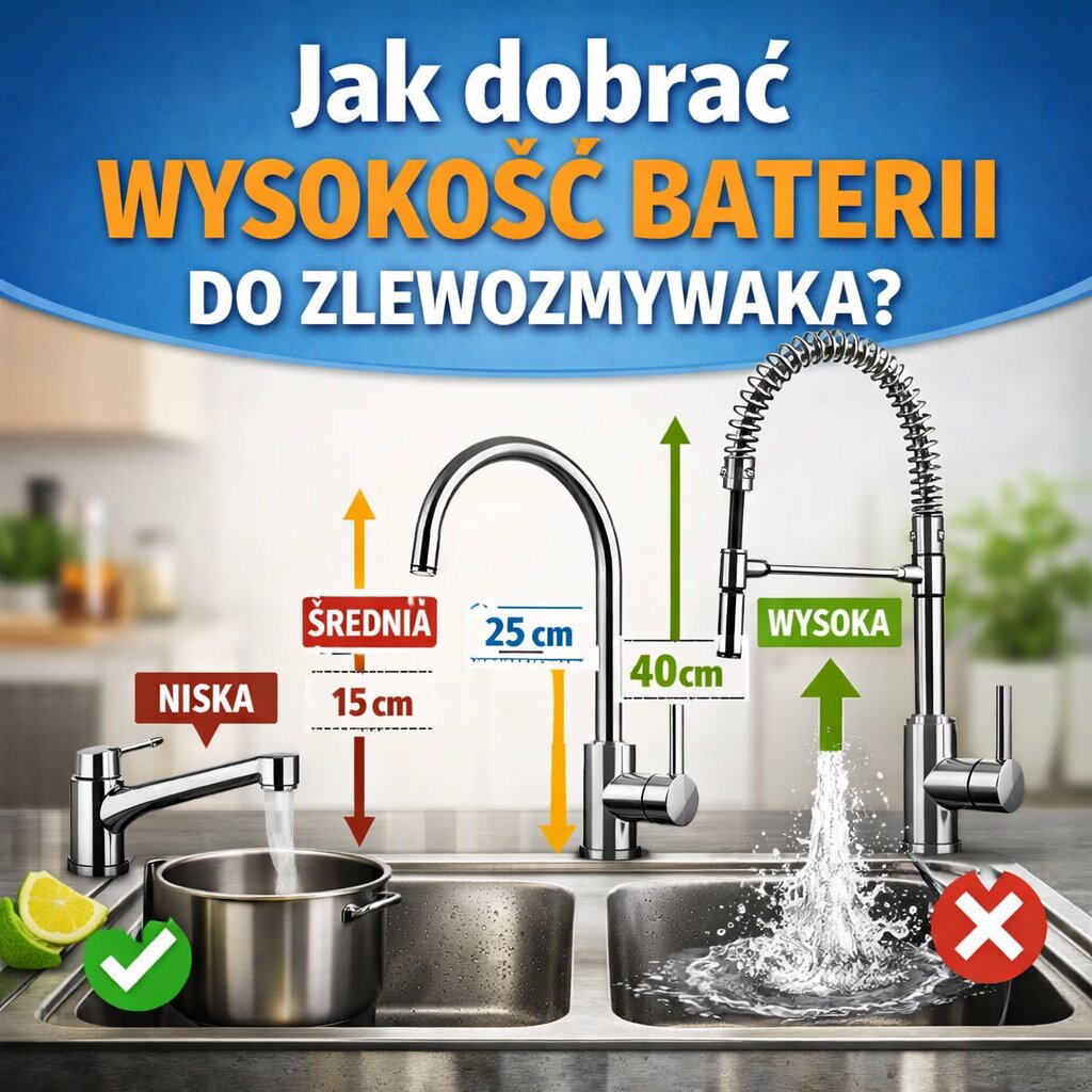 Jak dobrać wysokość baterii do zlewozmywaka