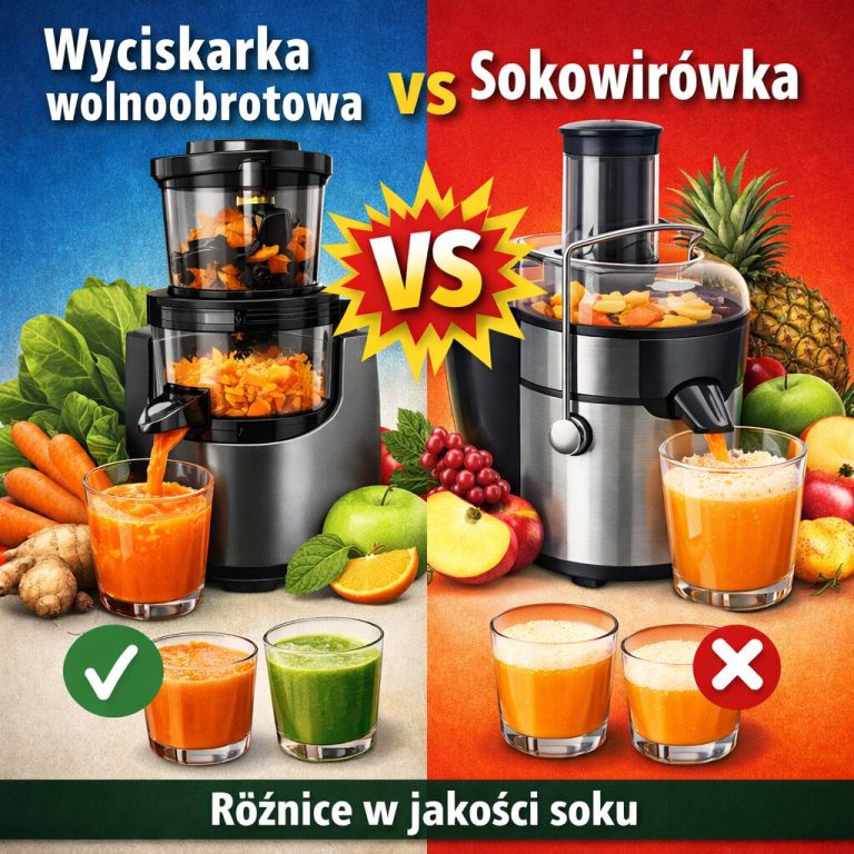 Wyciskarka wolnoobrotowa vs sokowirówka – różnice w jakości soku